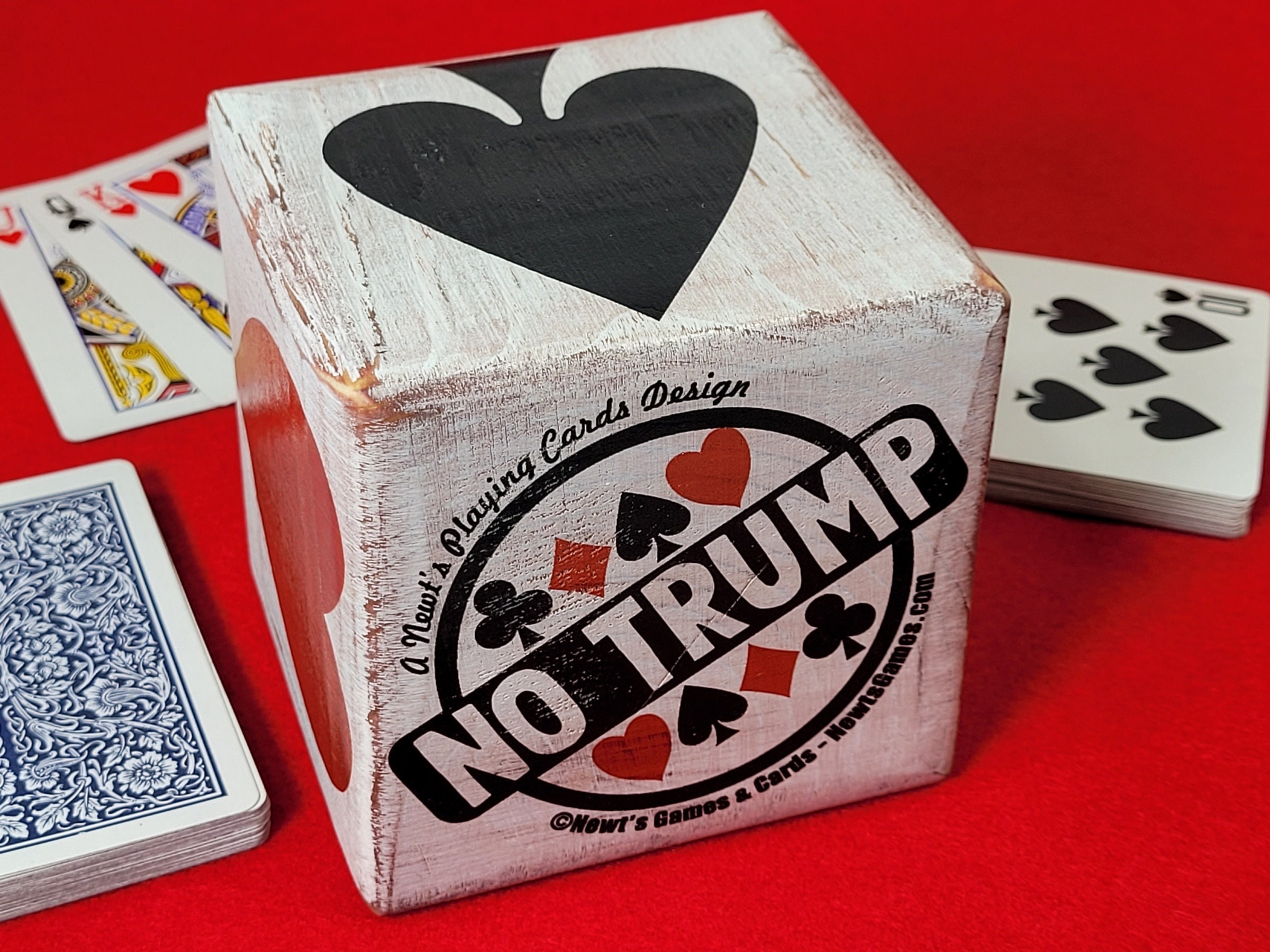 Distressed Wood Trump Indicator Cube: Humangatrump Card Game Marker - Image 3