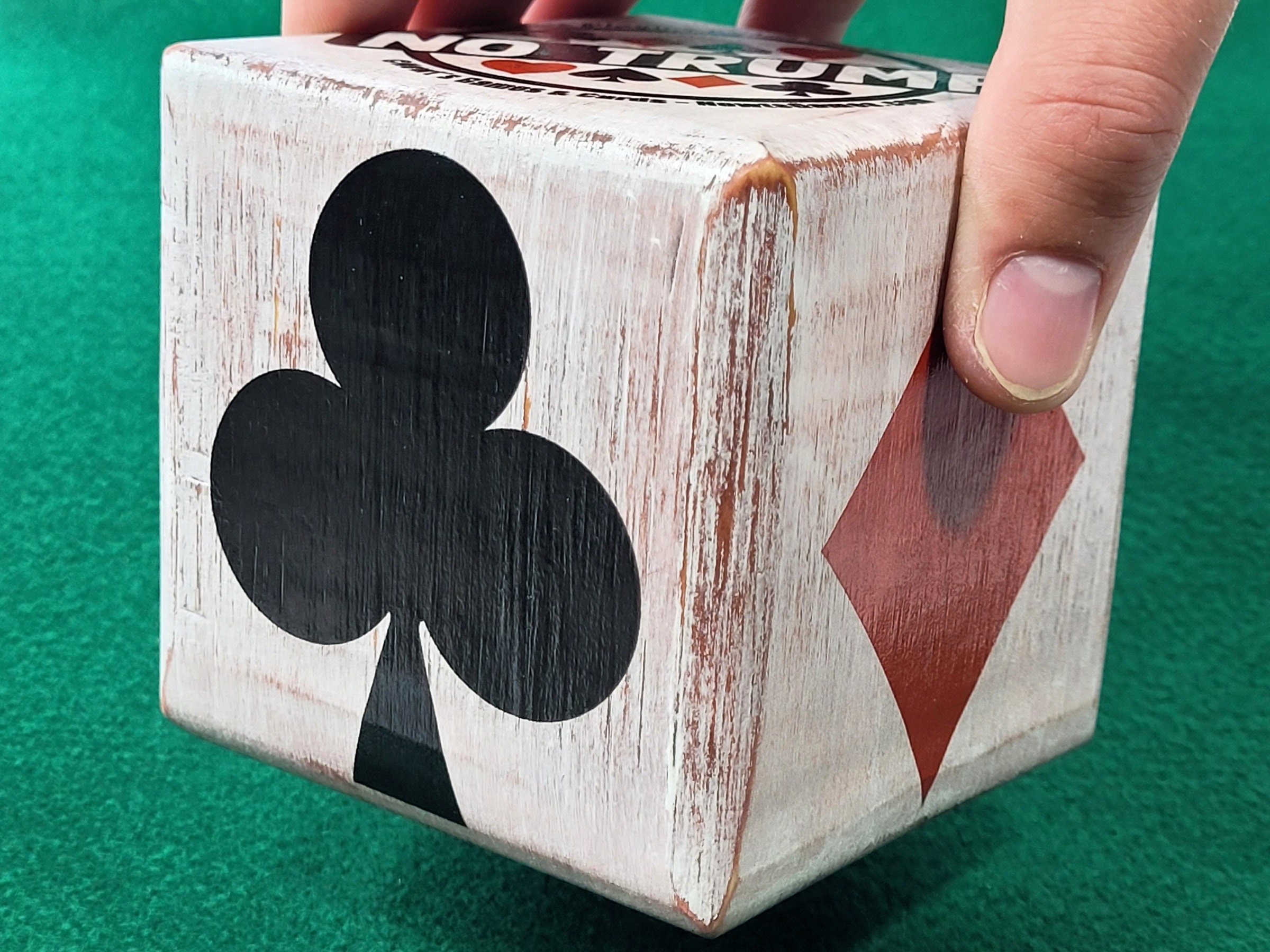 Distressed Wood Trump Indicator Cube: Humangatrump Card Game Marker - Image 4