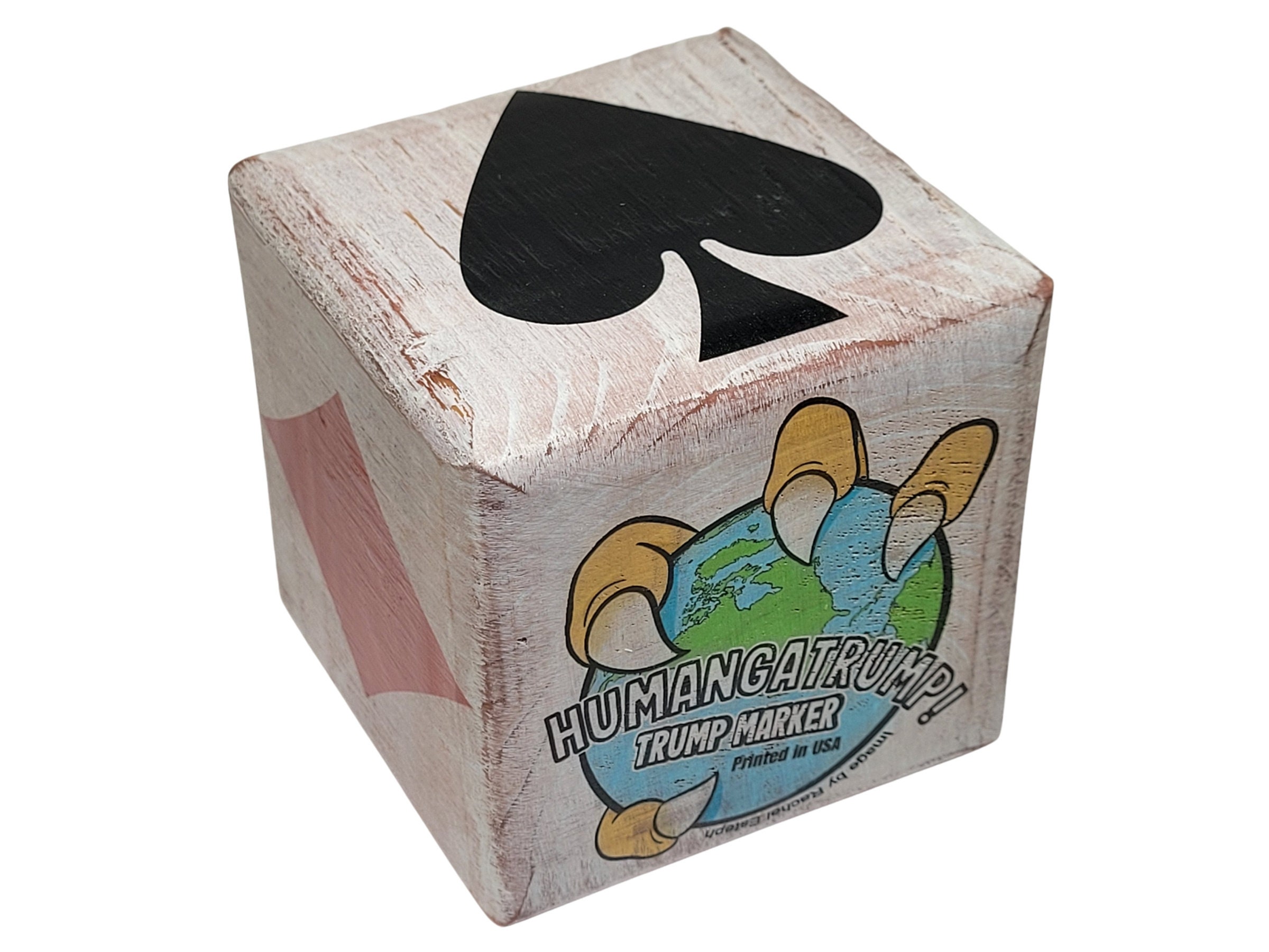 Distressed Wood Trump Indicator Cube: Humangatrump Card Game Marker - Image 5