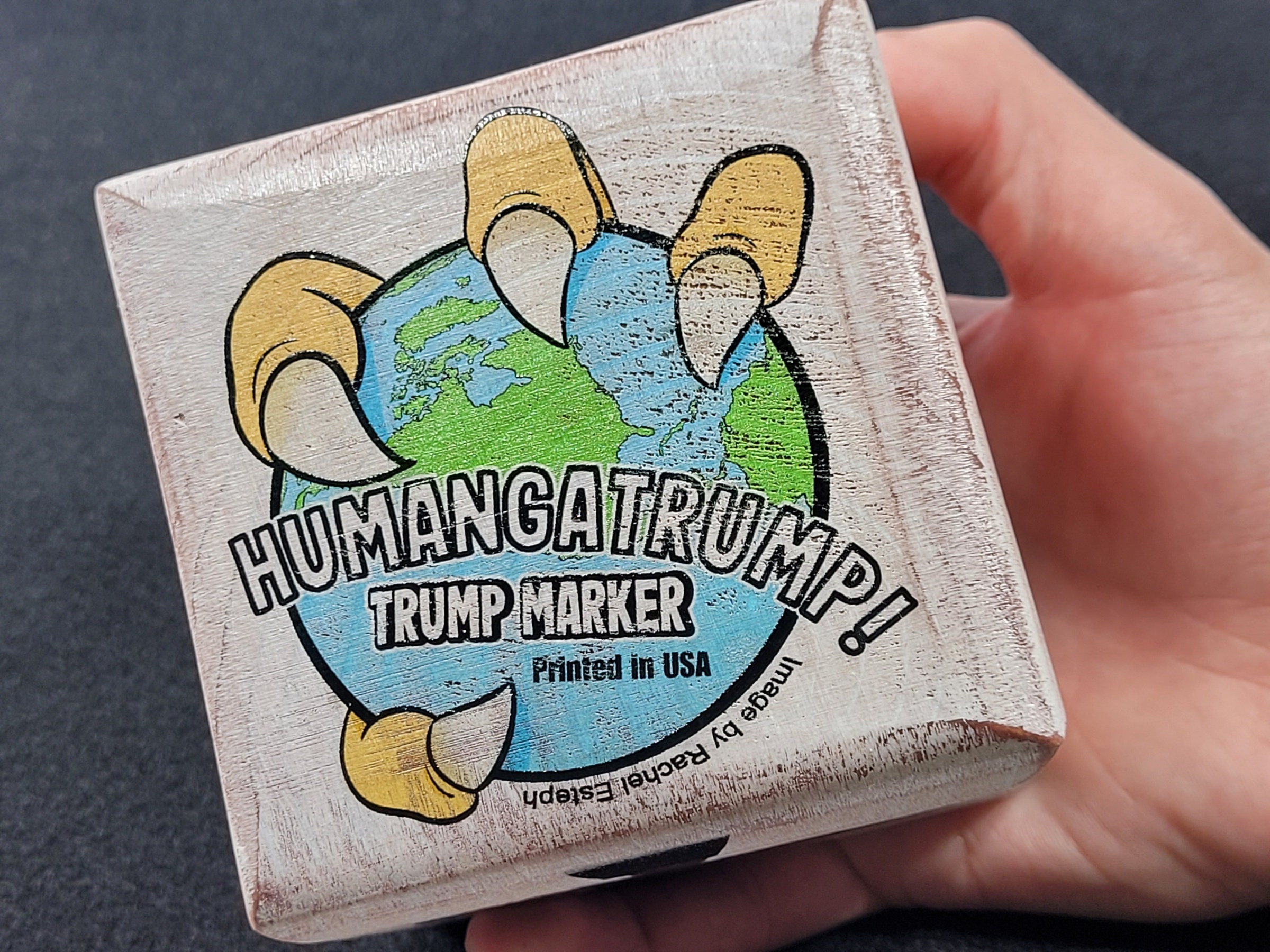 Distressed Wood Trump Indicator Cube: Humangatrump Card Game Marker - Image 10