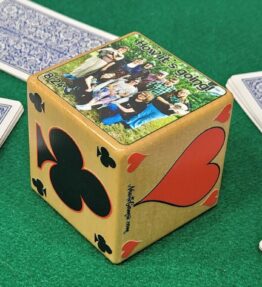 68d5ab148fd20798879573f2.jpg Personalized Photo Card Game Marker: Stained Wood Cube, Euchre, Pinochle Bridge