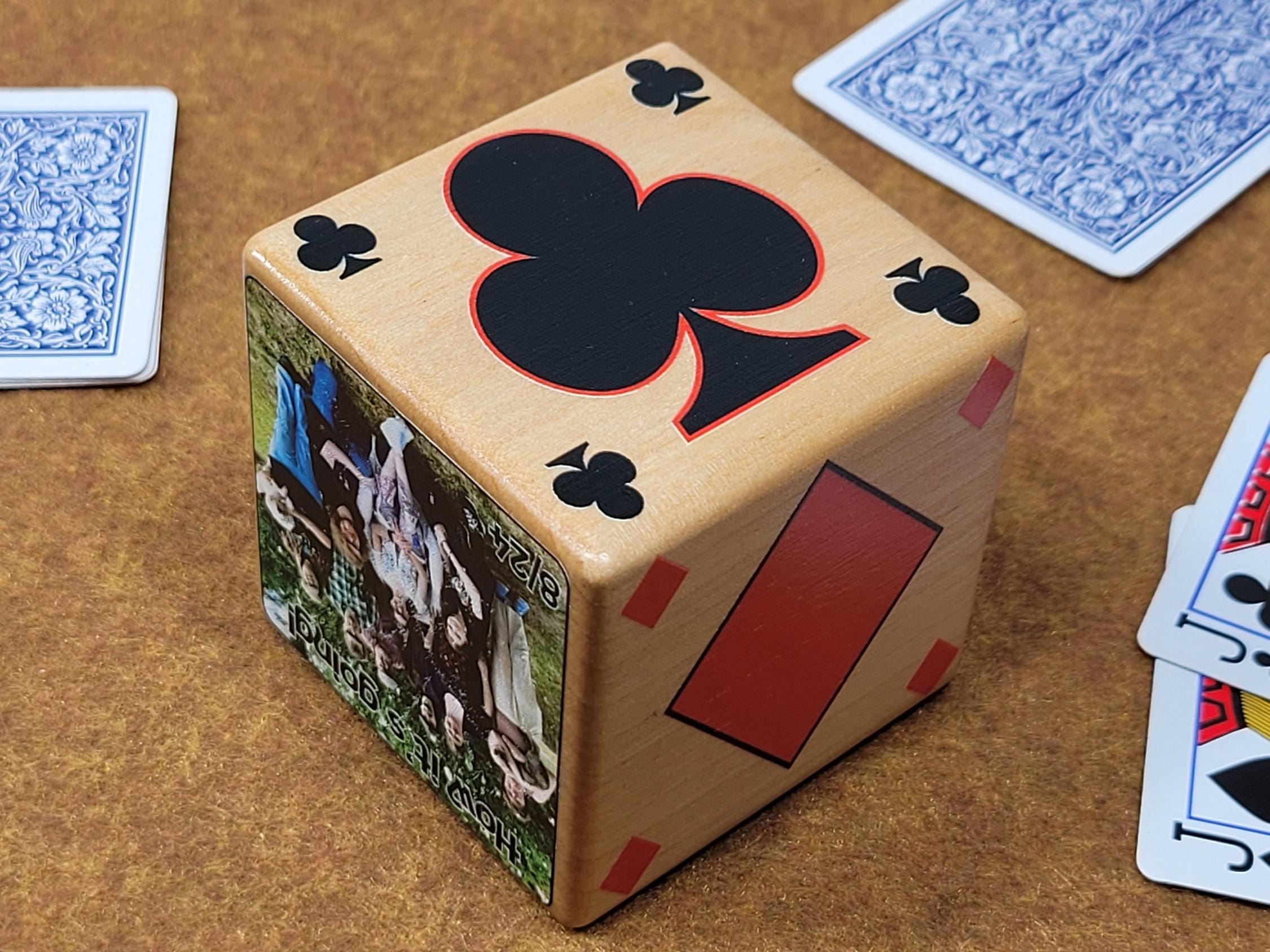 Personalized Photo Card Game Marker: Stained Wood Cube, Euchre, Pinochle Bridge - Image 5