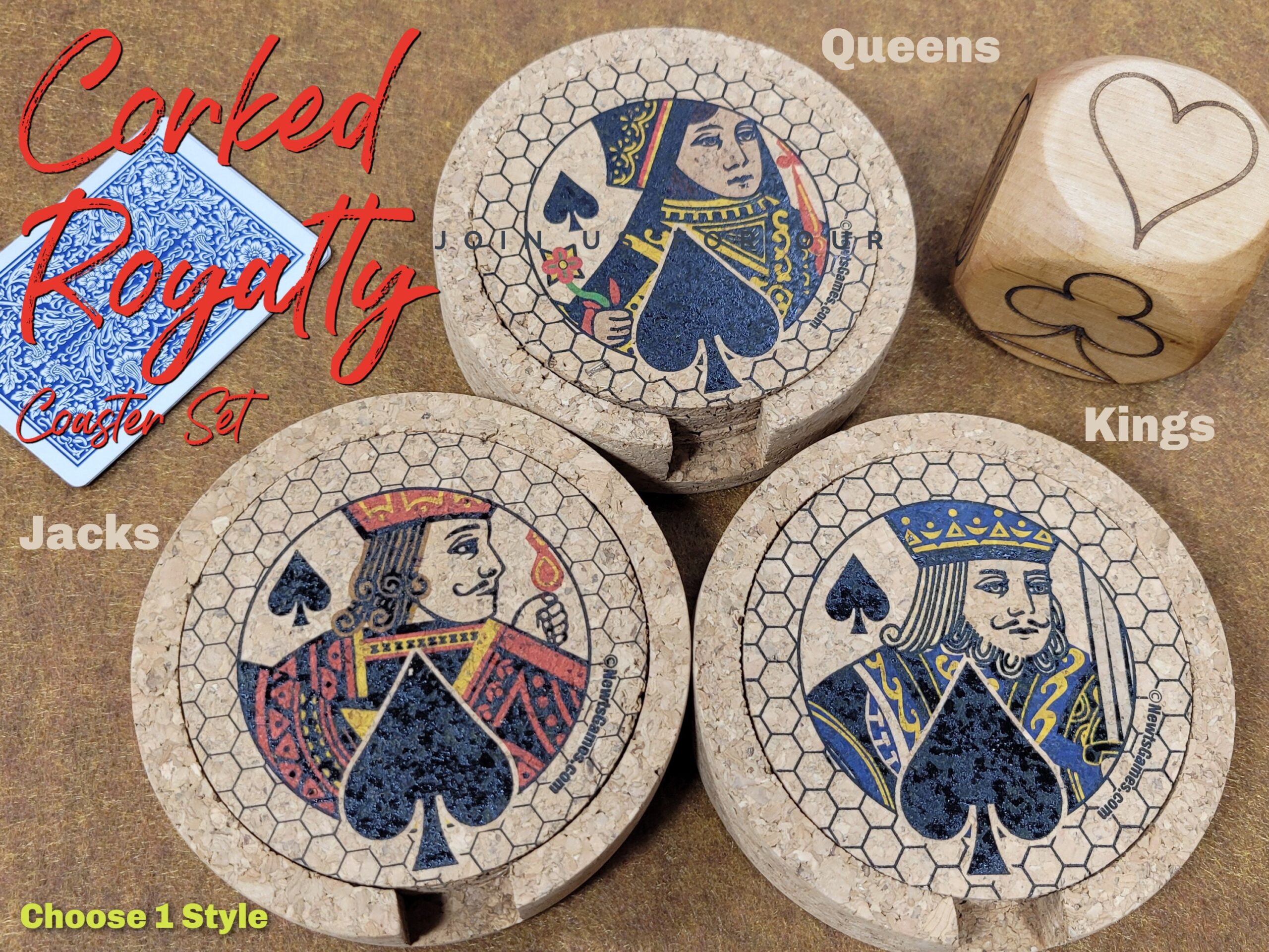 Corked Royalty Coaster Set: Card Player Gift, Poker, Euchre, Bridge - Image 2