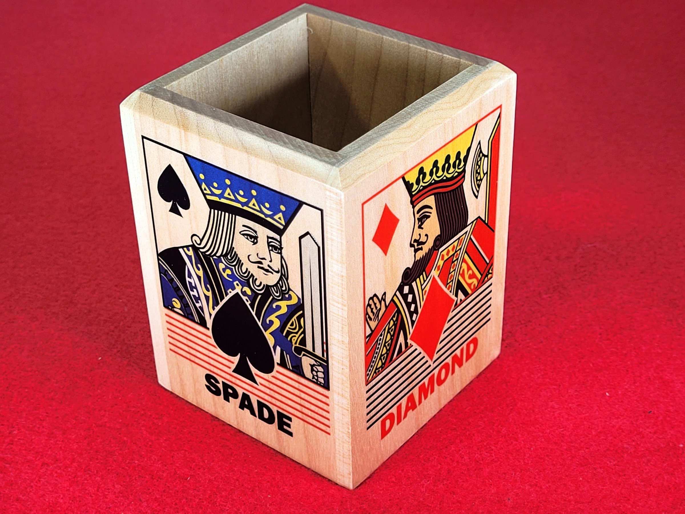 Personalized Card Player Pen and Pencil Holder: Maple Wood Card Game Desk Decor - Image 7