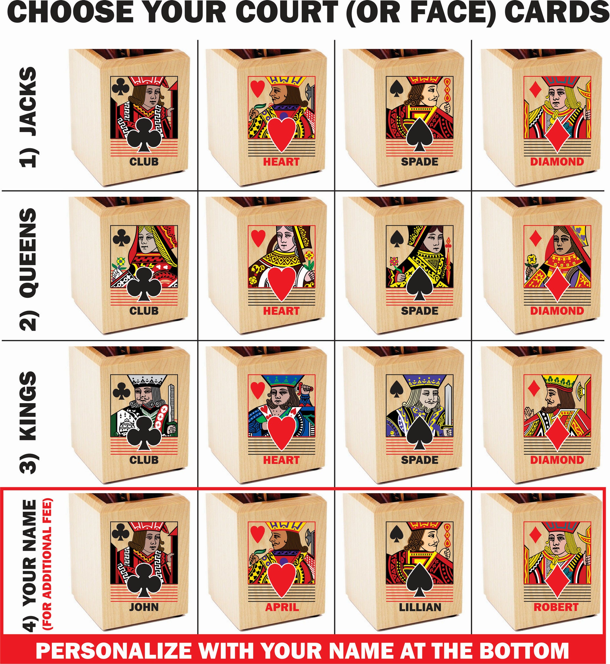 Personalized Card Player Pen and Pencil Holder: Maple Wood Card Game Desk Decor - Image 10