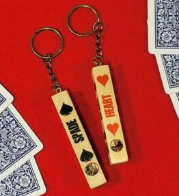 68d5ab5d8fd20798879587f0.jpg Lucky Wood Card Suit Keychain Set: Poker, Bridge, Euchre - Made in USA