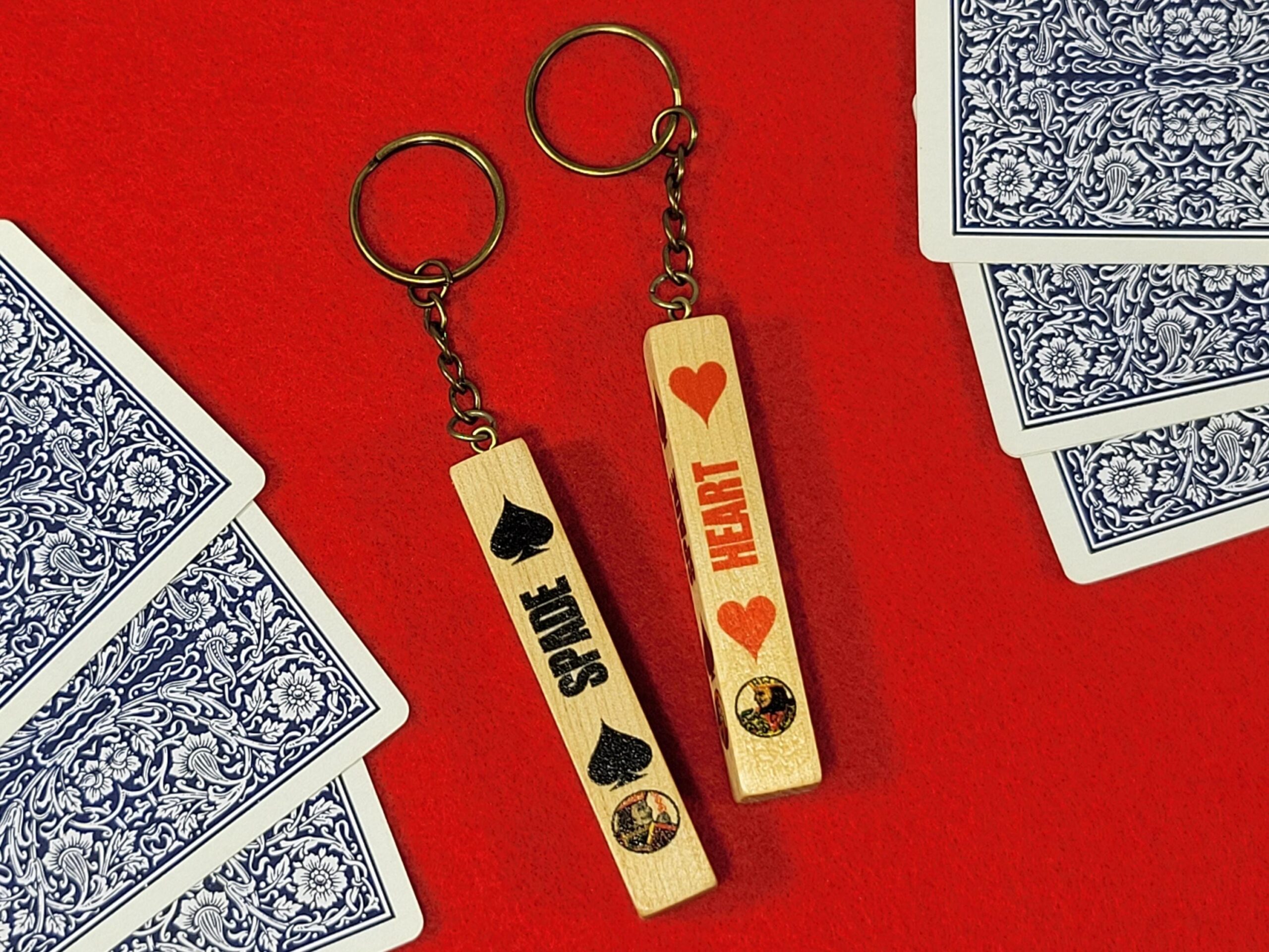 Lucky Wood Card Suit Keychain Set: Poker, Bridge, Euchre - Made in USA - Image 2