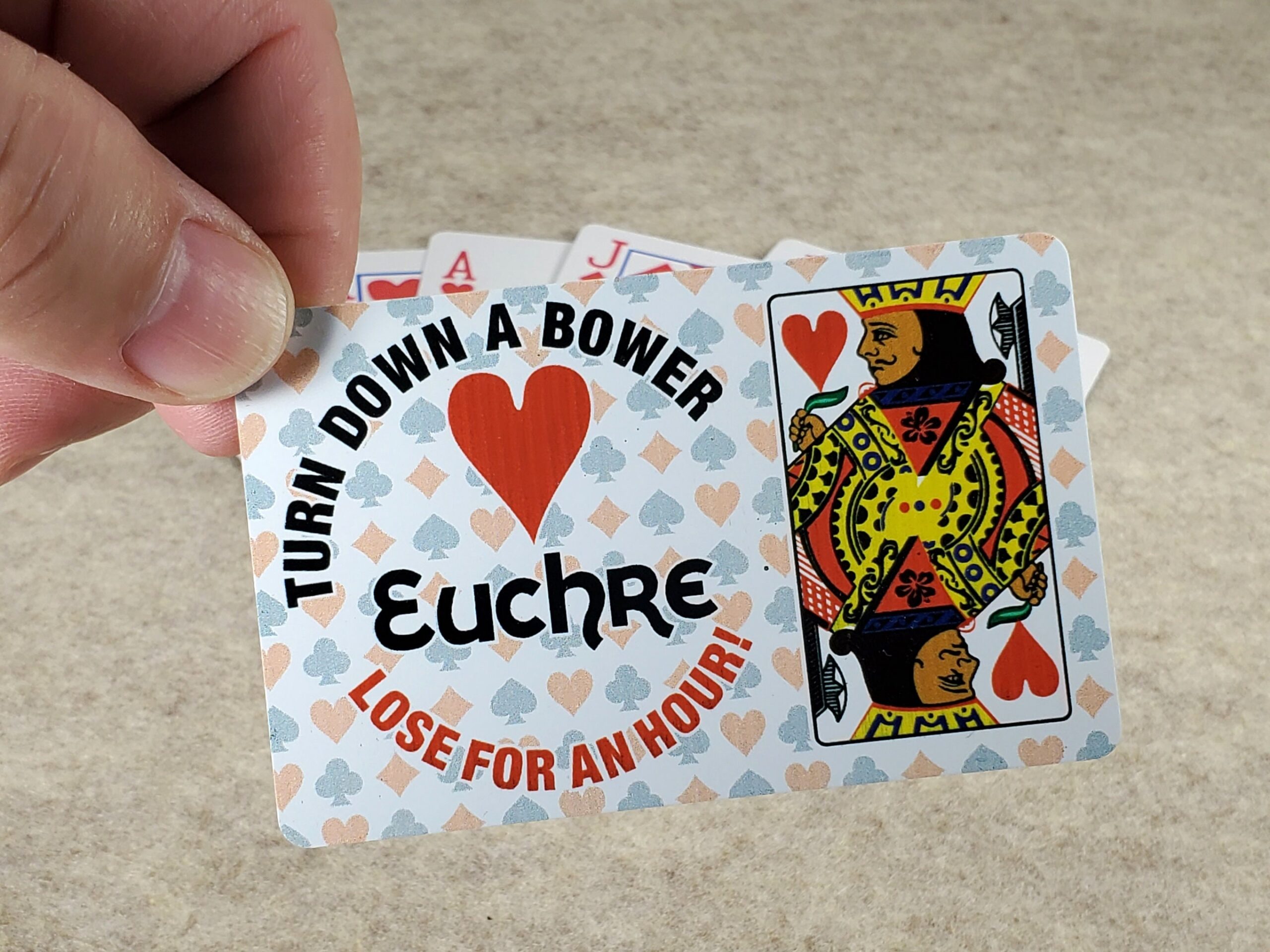 Fun Euchre License that doubles as suited trump markers - Add photo or keep a jack , with Euchre Quotes on back | Euchre Gift | Award
