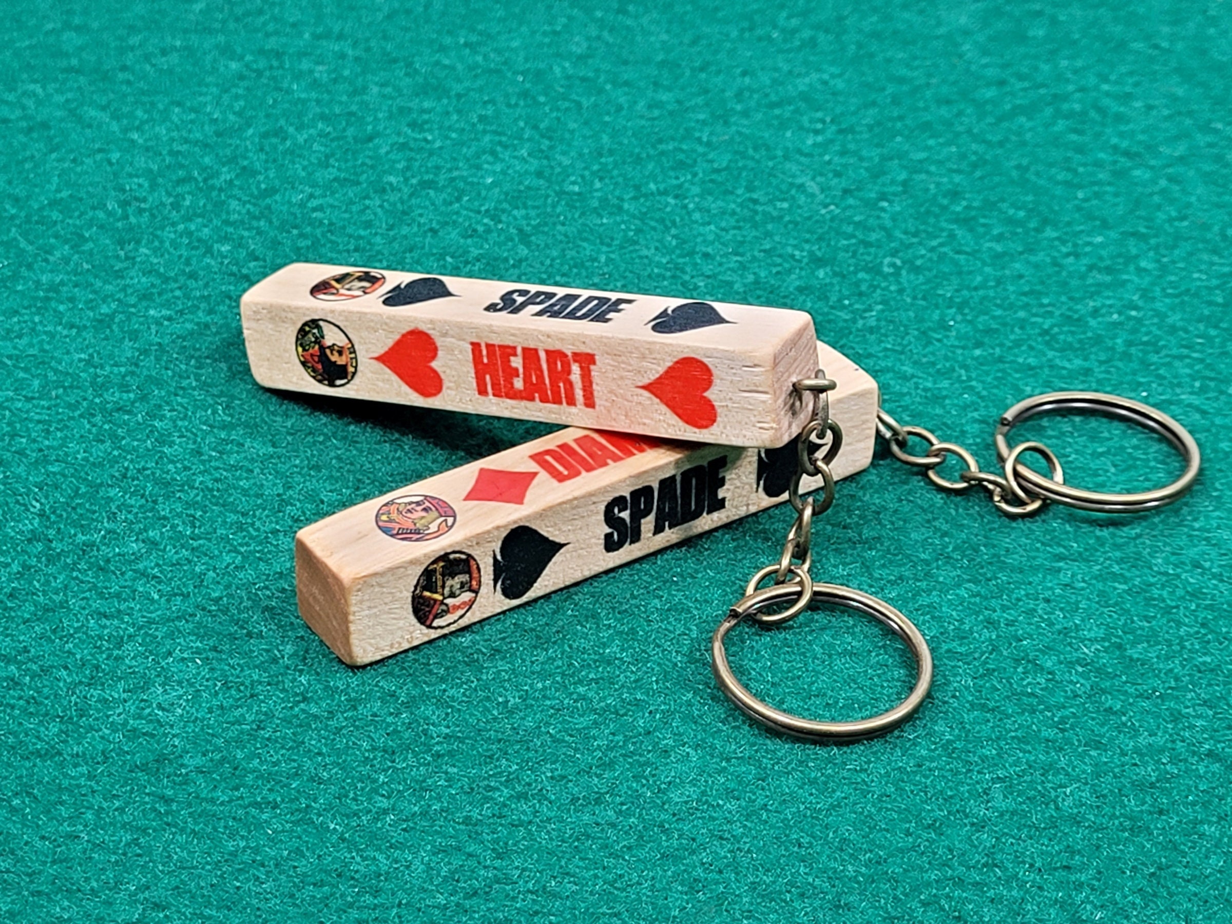 Lucky Wood Card Suit Keychain Set: Poker, Bridge, Euchre - Made in USA - Image 5