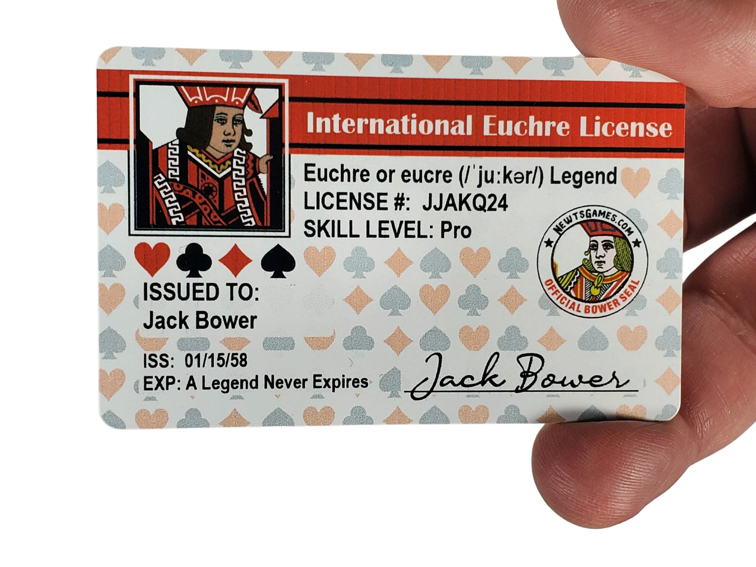 Fun Euchre License that doubles as suited trump markers - Add photo or keep a jack , with Euchre Quotes on back | Euchre Gift | Award - Image 4