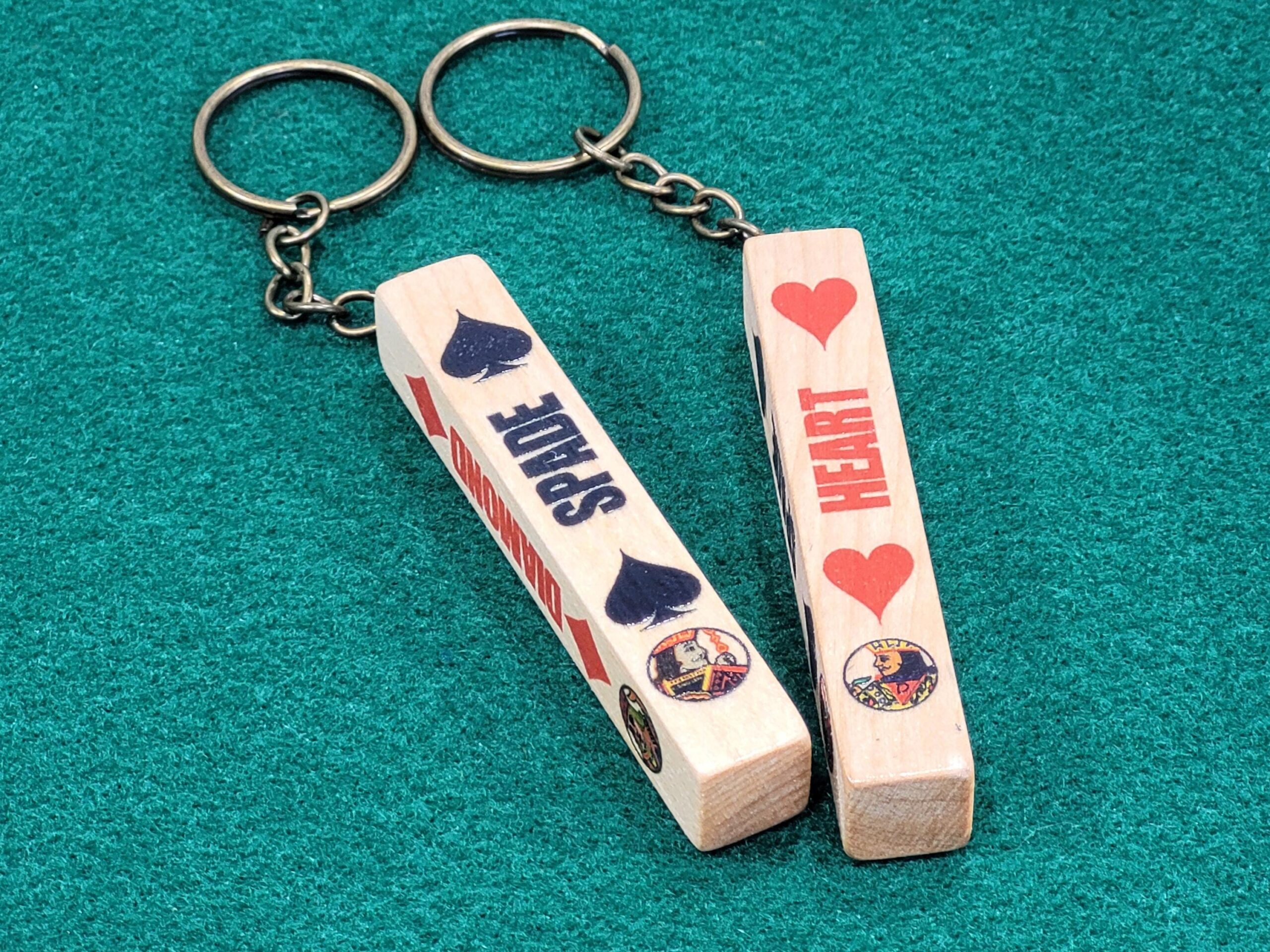 Lucky Wood Card Suit Keychain Set: Poker, Bridge, Euchre - Made in USA - Image 8