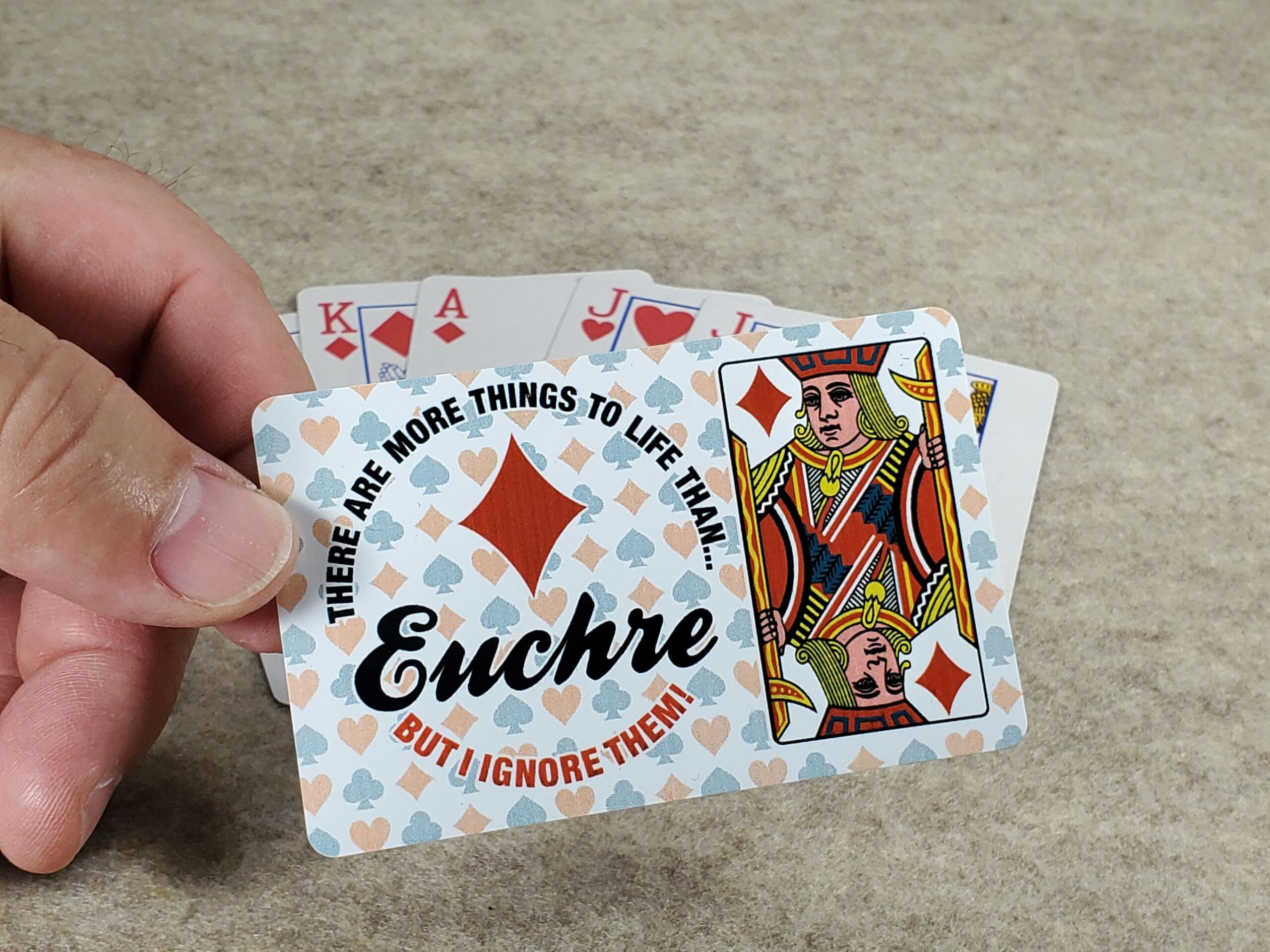 Fun Euchre License that doubles as suited trump markers - Add photo or keep a jack , with Euchre Quotes on back | Euchre Gift | Award - Image 7