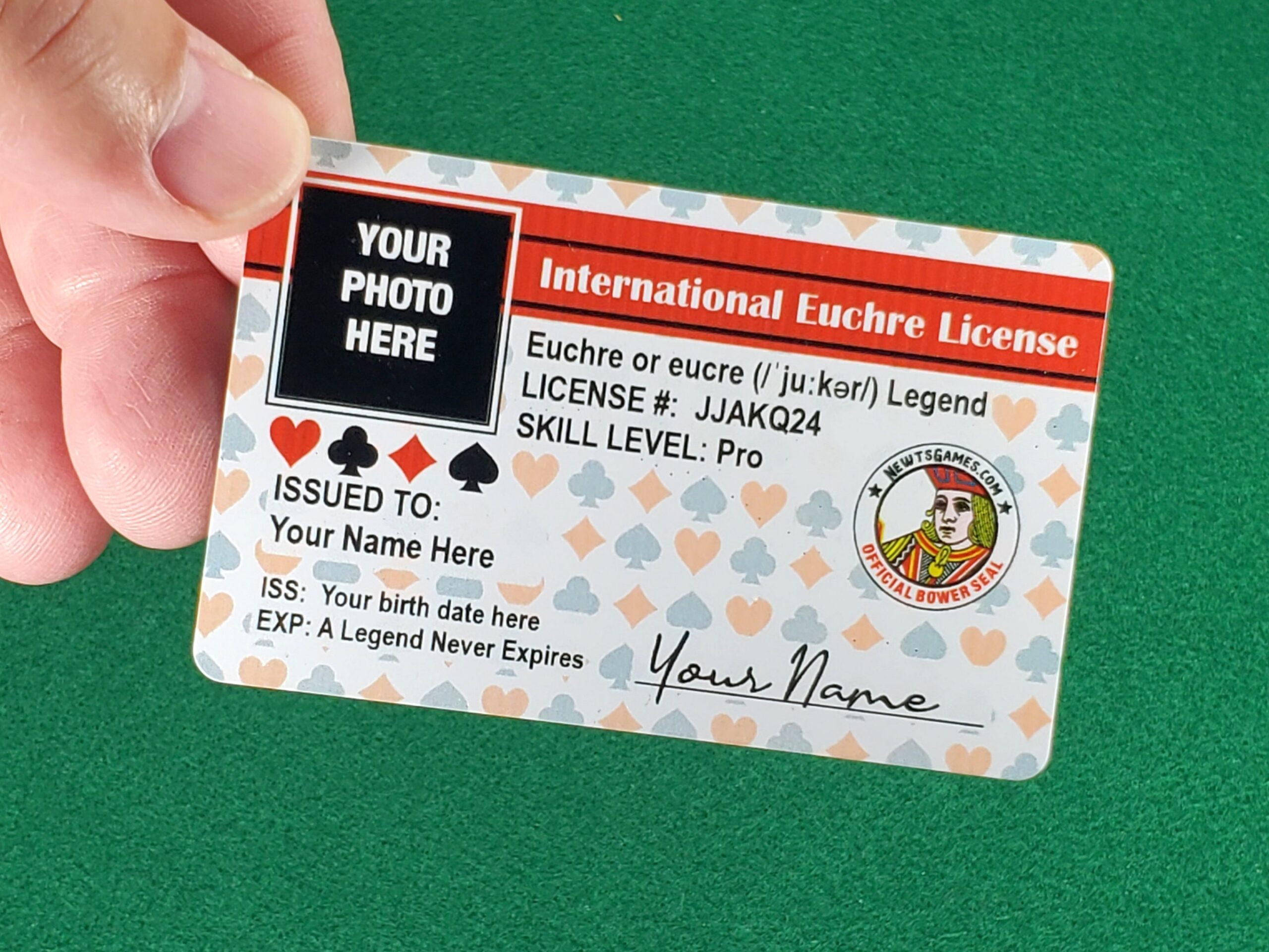 Fun Euchre License that doubles as suited trump markers - Add photo or keep a jack , with Euchre Quotes on back | Euchre Gift | Award - Image 10