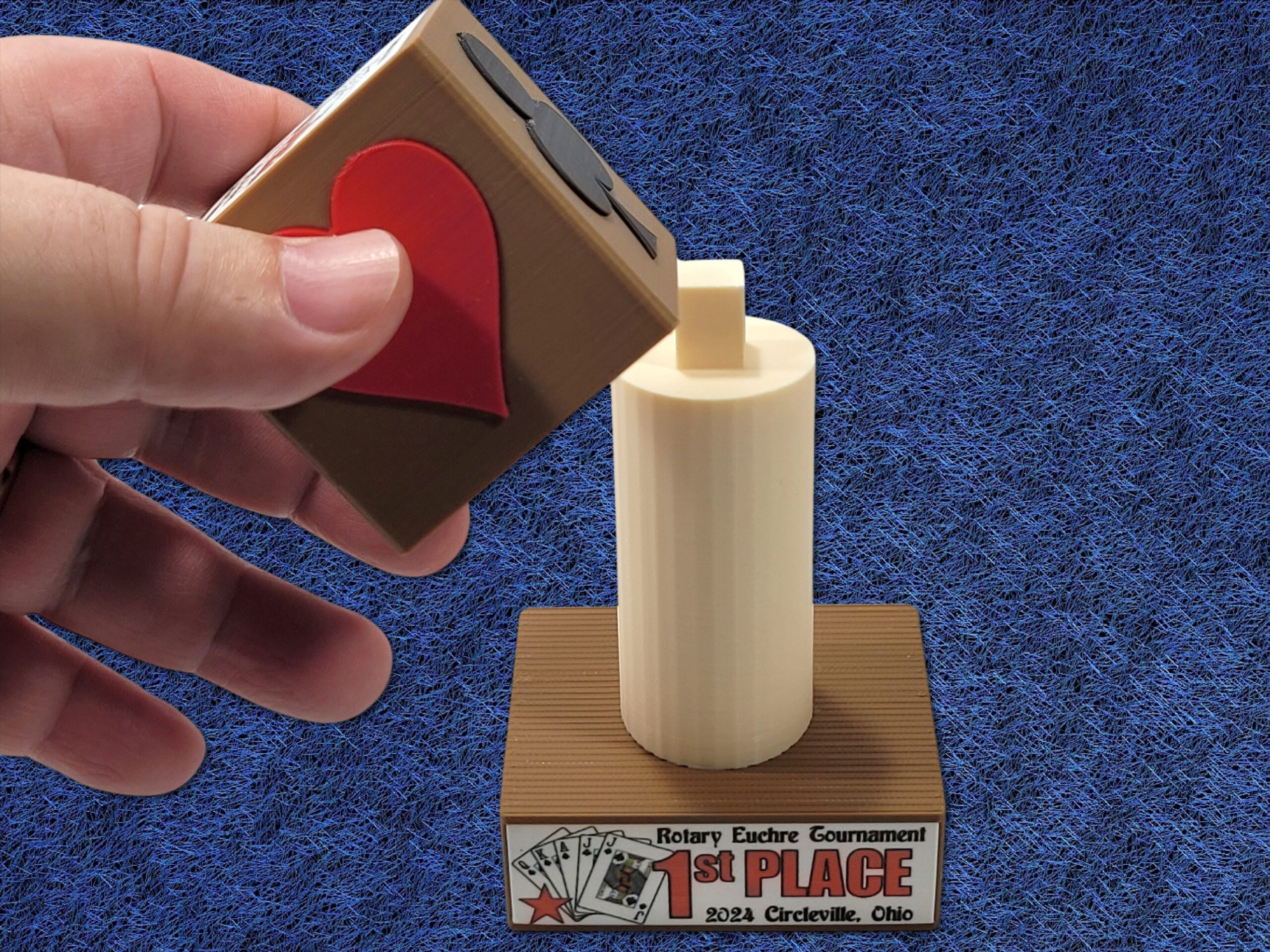 Personalized Euchre Trophy with Trump Marker - Made in USA