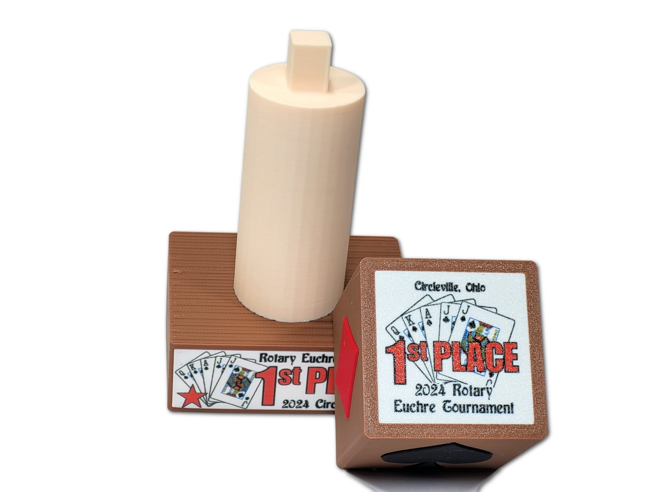 Personalized Euchre Trophy with Trump Marker - Made in USA - Image 5