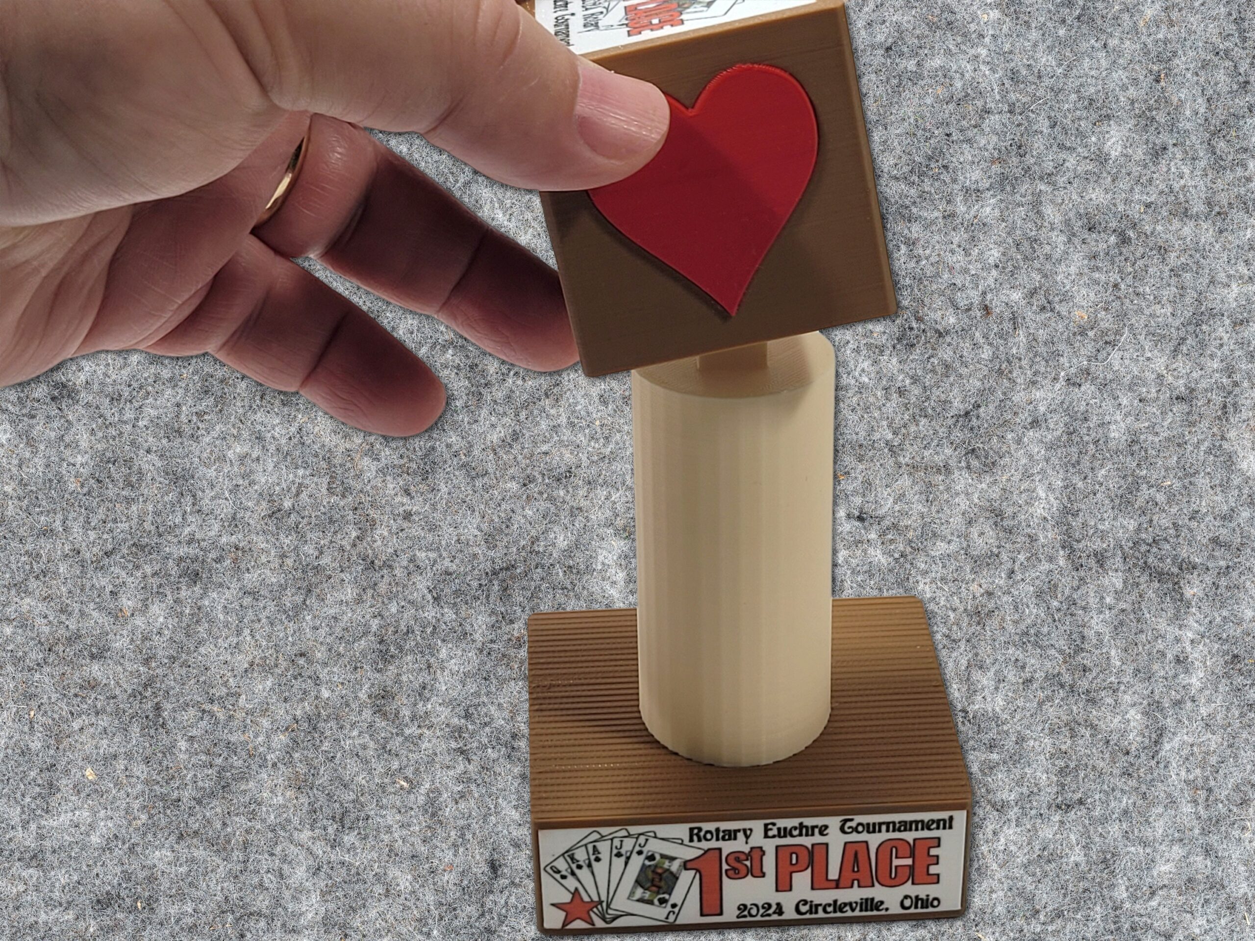 Personalized Euchre Trophy with Trump Marker - Made in USA - Image 6