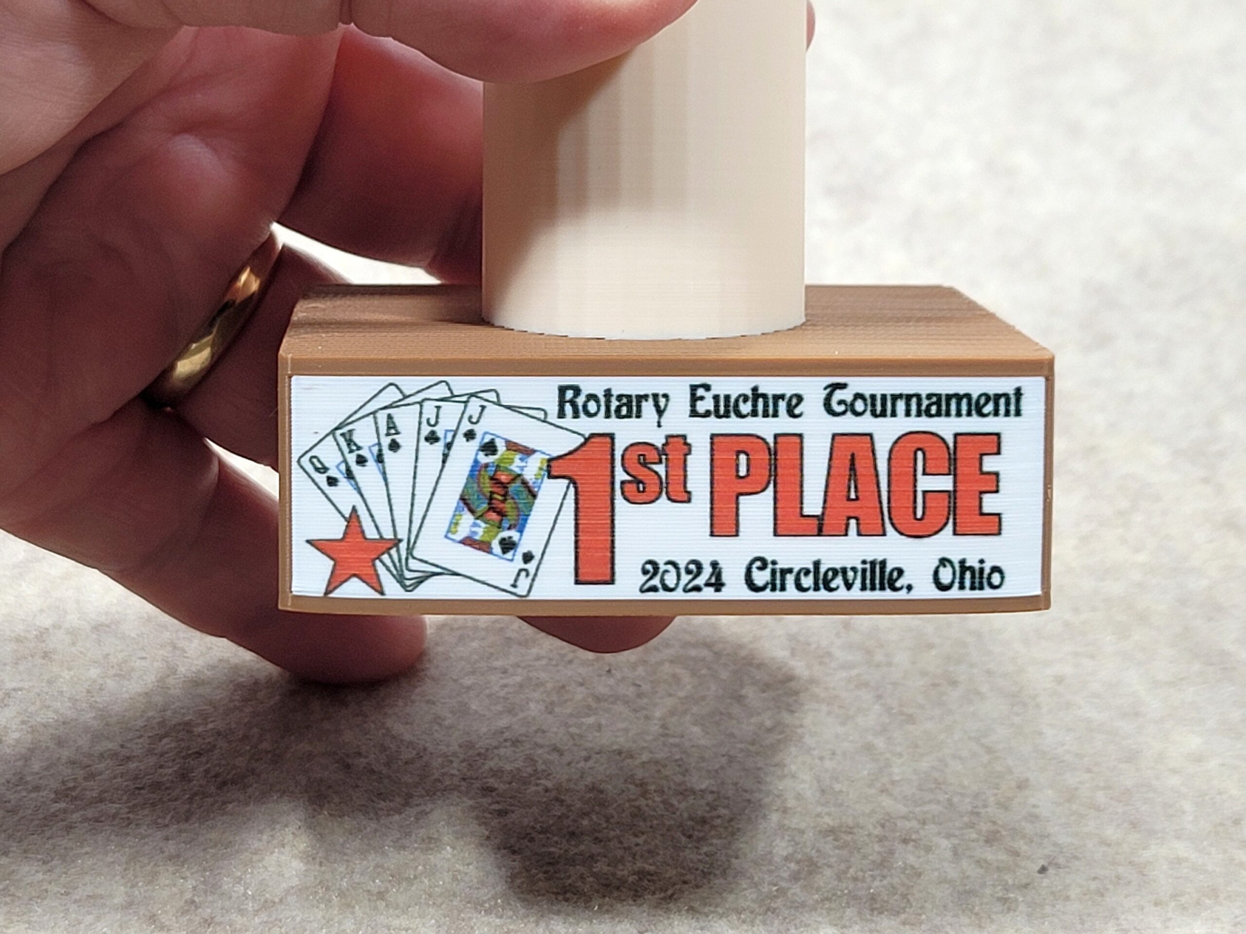 Personalized Euchre Trophy with Trump Marker - Made in USA - Image 9