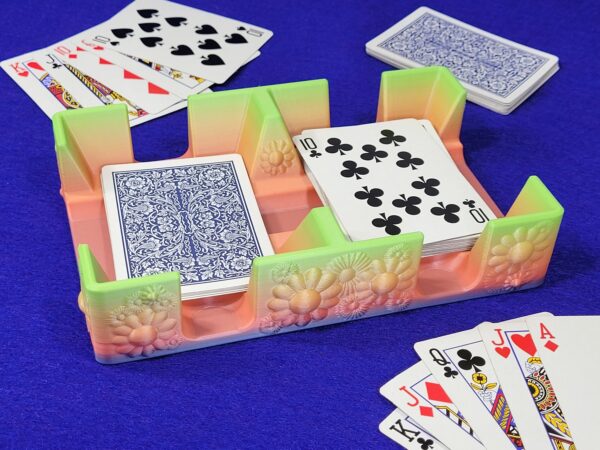 Flower Playing Card Tray: Multi-Color Plastic Card Caddy - US Made