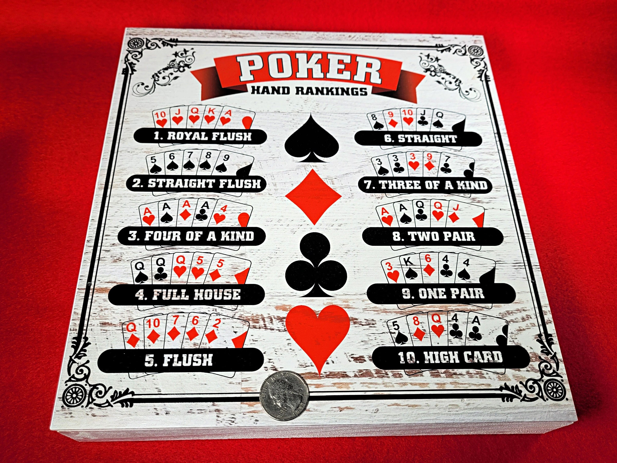 Poker Hand Rankings Wood Sign: Man Cave Casino Decor - Image 4