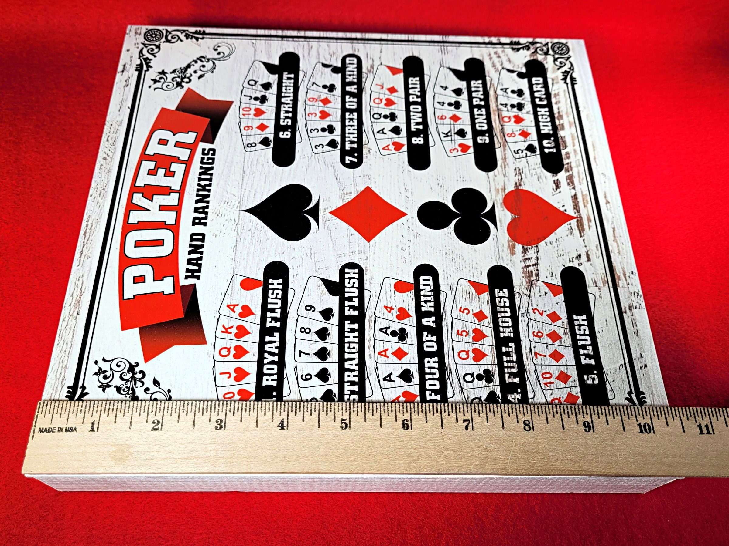 Poker Hand Rankings Wood Sign: Man Cave Casino Decor - Image 5