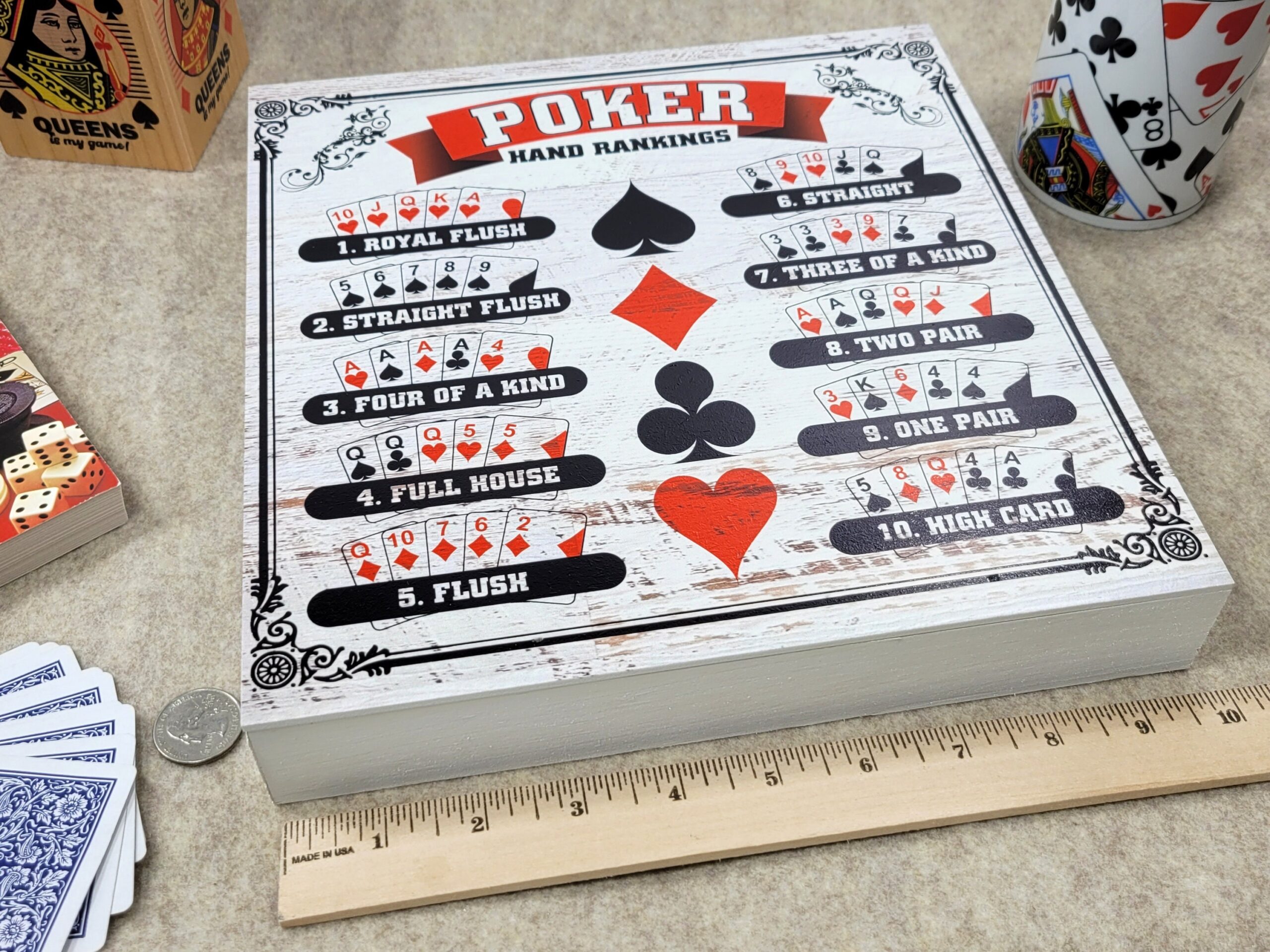 Poker Hand Rankings Wood Sign: Man Cave Casino Decor - Image 6