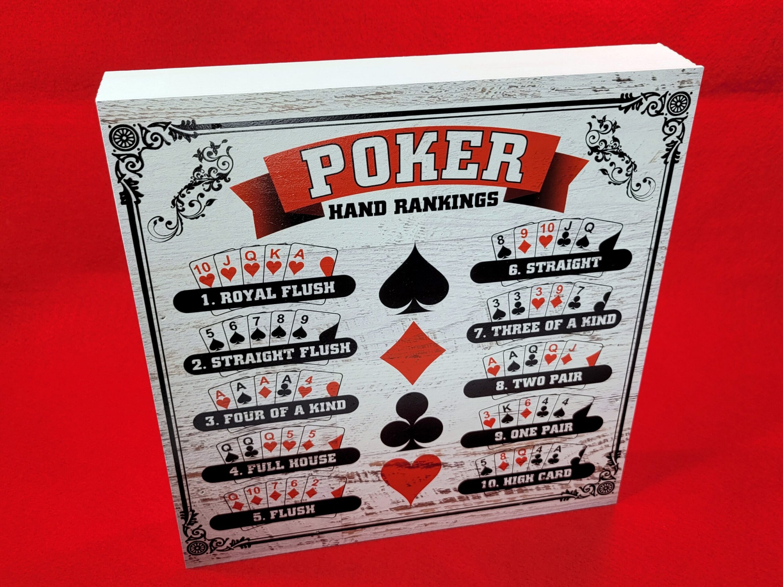 Poker Hand Rankings Wood Sign: Man Cave Casino Decor - Image 7