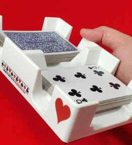 68d5ab878fd2079887959003.jpg Playing Card Tray: White, Busting with Pips Plastic Caddy, Suit Design - Made in USA