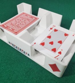 68d5ab888fd207988795900d.jpg Playing Card Tray: White, Busting with Pips Plastic Caddy, Suit Design - Made in USA