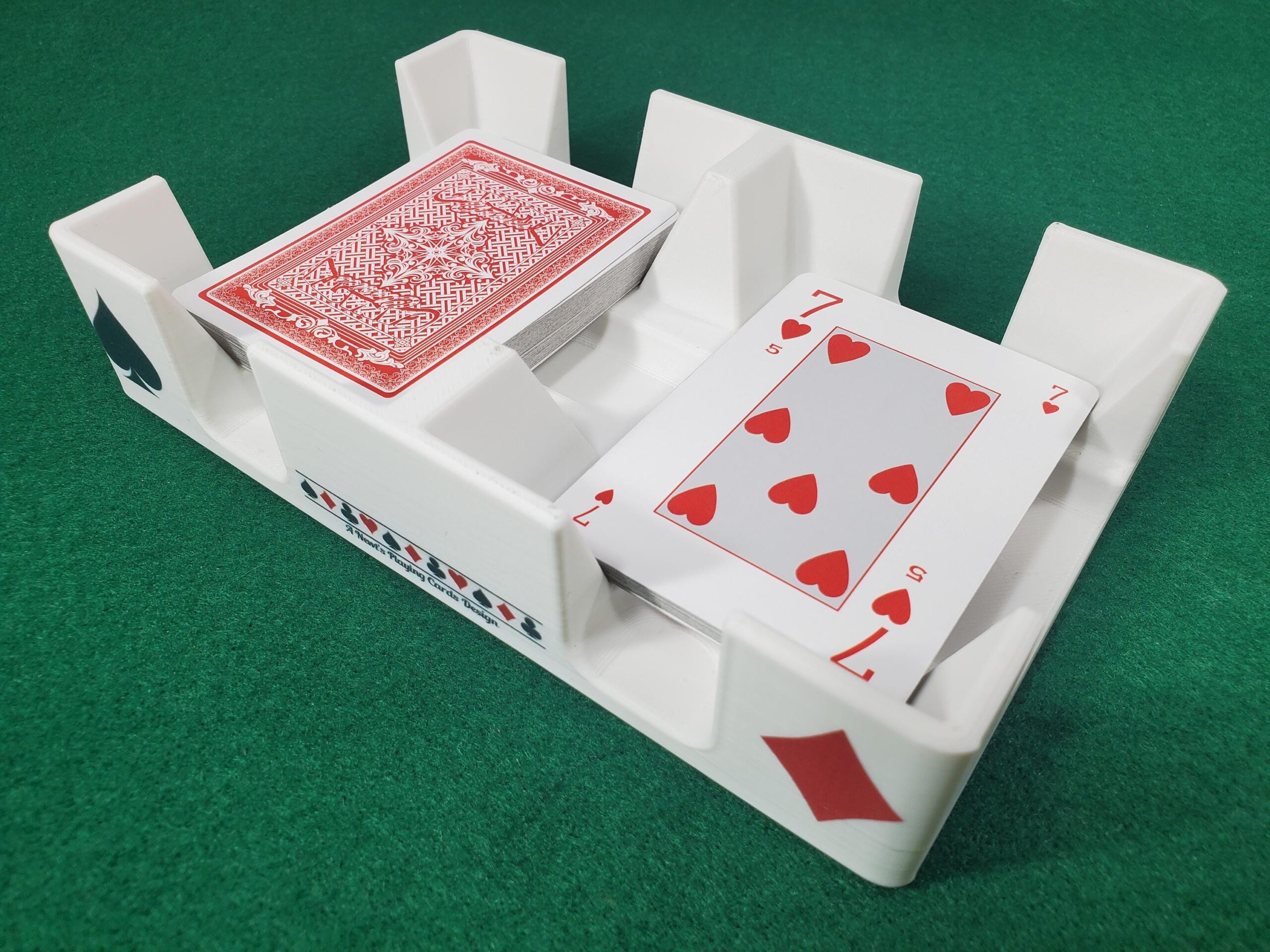 Playing Card Tray: White, Busting with Pips Plastic Caddy, Suit Design - Made in USA - Image 2