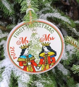 First Christmas Married Ornament: Personalized Mr. and Mrs. Playing Card Ornament