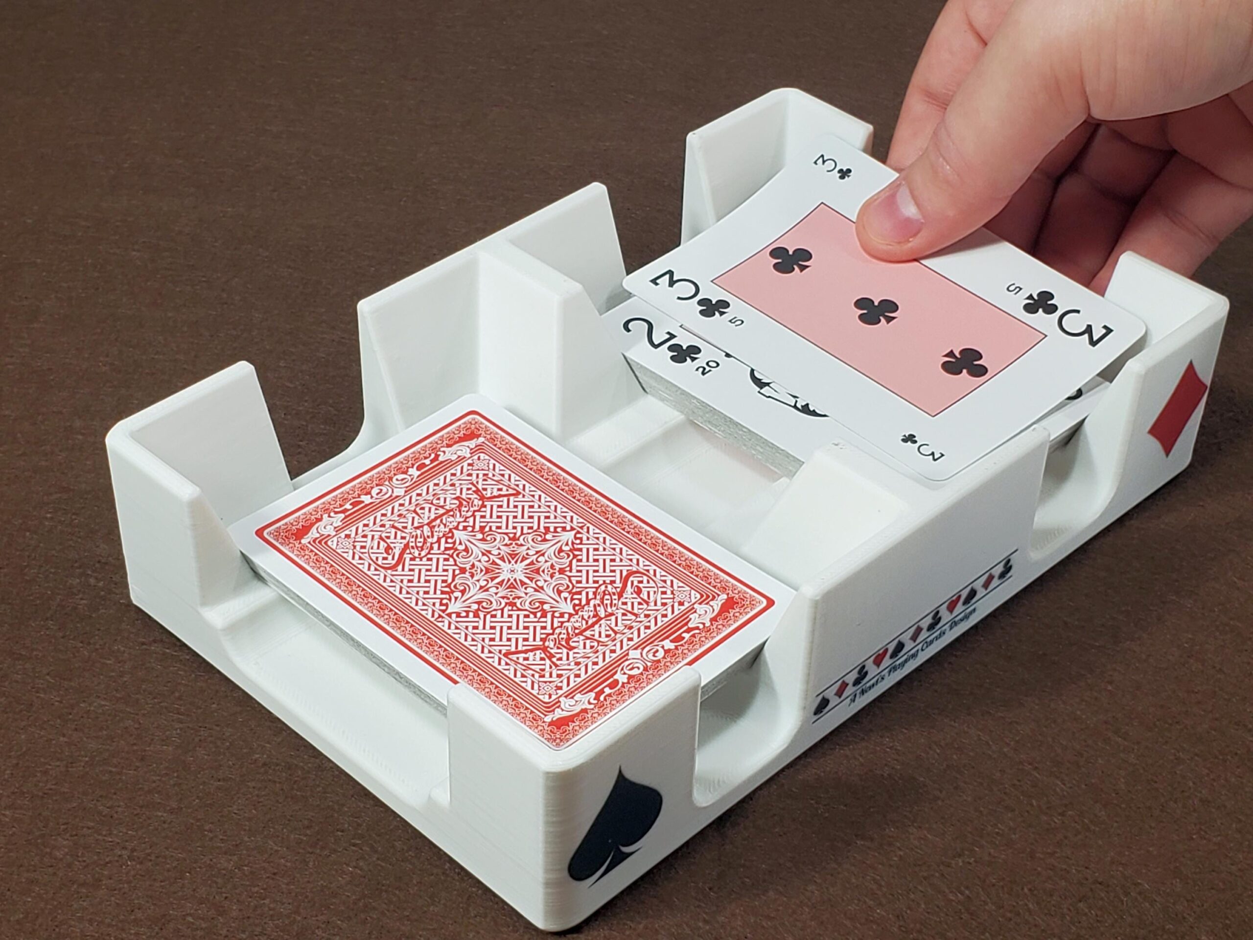Playing Card Tray: White, Busting with Pips Plastic Caddy, Suit Design - Made in USA - Image 5