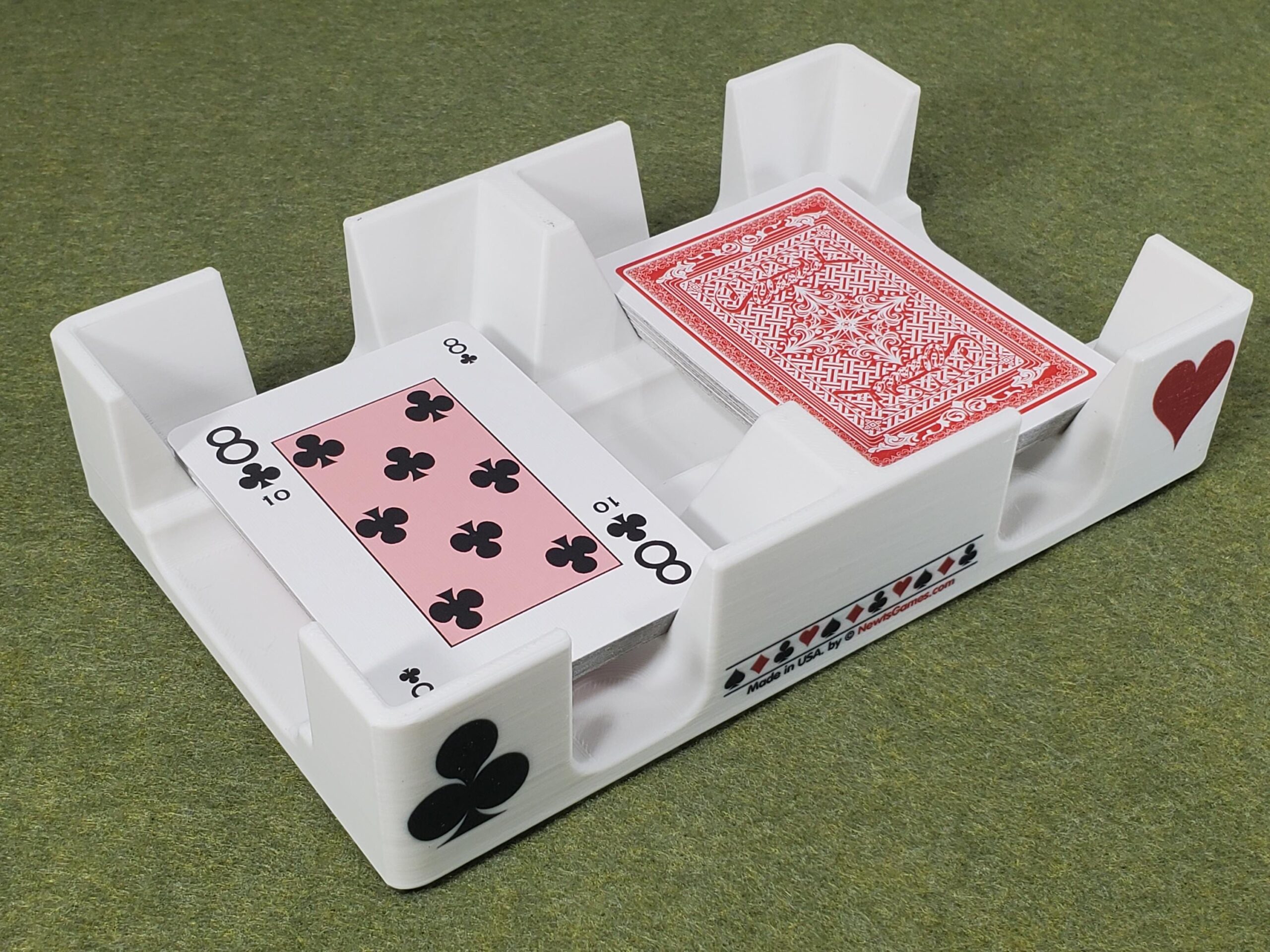 Playing Card Tray: White, Busting with Pips Plastic Caddy, Suit Design - Made in USA - Image 6