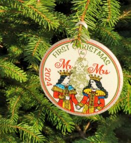 First Christmas Married Ornament: Personalized Mr. and Mrs. Playing Card Ornament