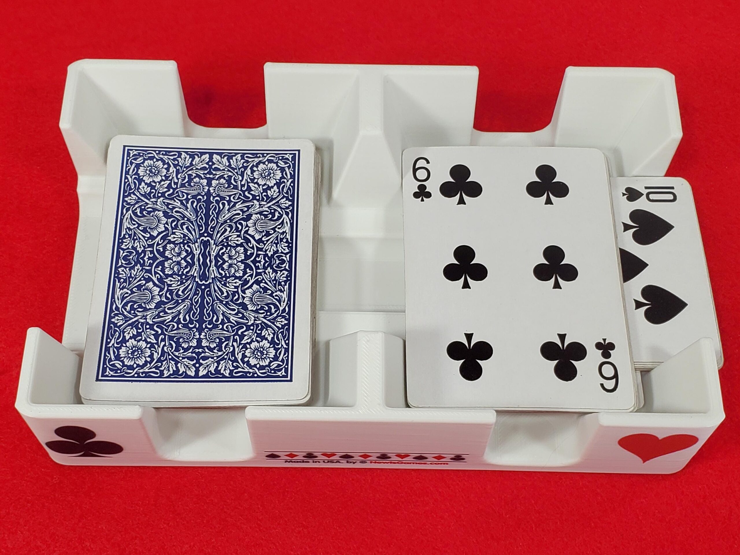 Playing Card Tray: White, Busting with Pips Plastic Caddy, Suit Design - Made in USA - Image 7