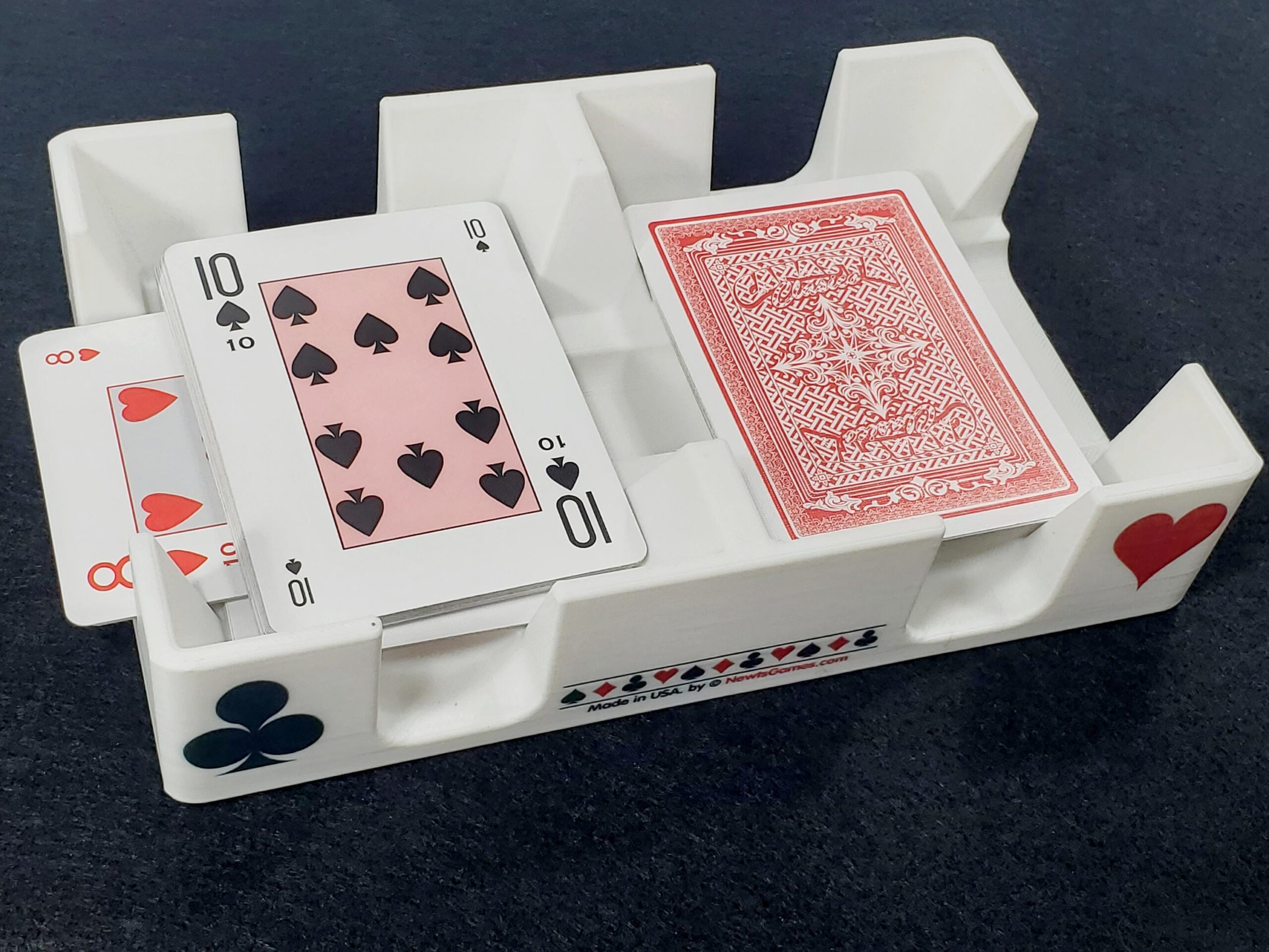 Playing Card Tray: White, Busting with Pips Plastic Caddy, Suit Design - Made in USA - Image 8