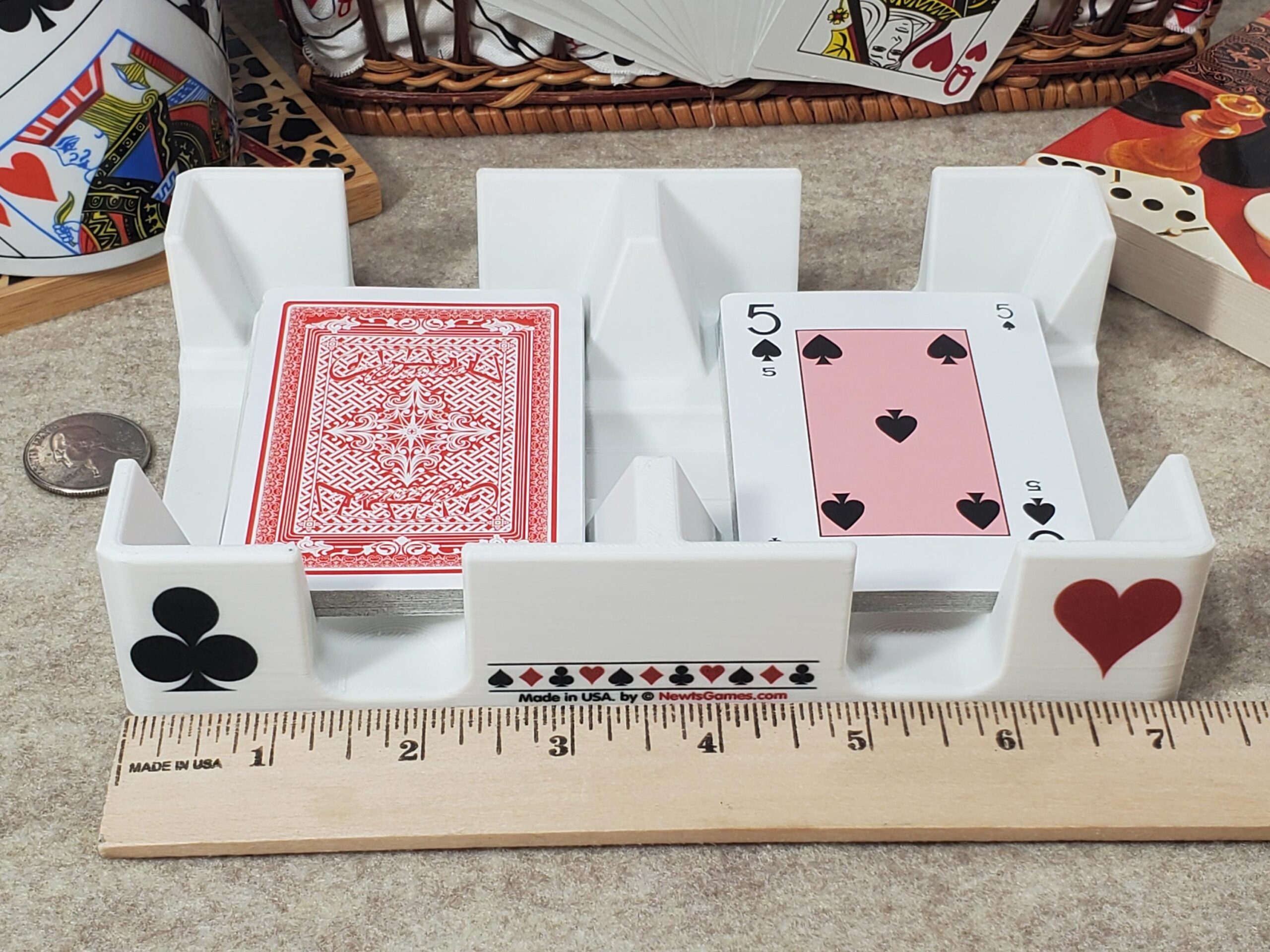 Playing Card Tray: White, Busting with Pips Plastic Caddy, Suit Design - Made in USA - Image 10