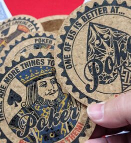 Corked Poker Coaster Set: Card Player Gift, Tournament Award