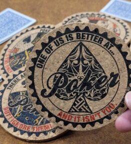 Corked Poker Coaster Set: Card Player Gift, Tournament Award